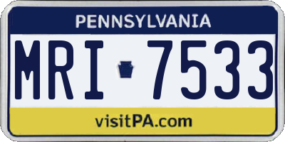 PA license plate MRI7533