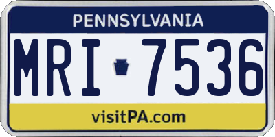 PA license plate MRI7536