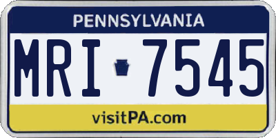 PA license plate MRI7545