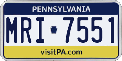 PA license plate MRI7551