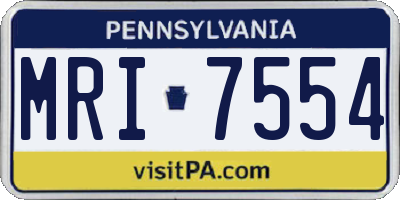PA license plate MRI7554