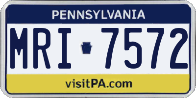 PA license plate MRI7572