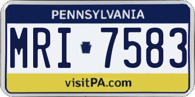 PA license plate MRI7583
