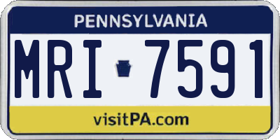 PA license plate MRI7591