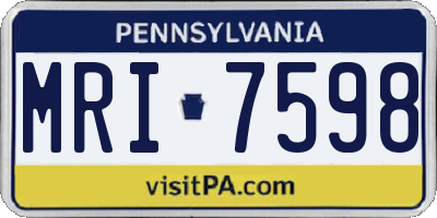 PA license plate MRI7598