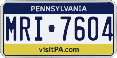 PA license plate MRI7604