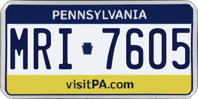 PA license plate MRI7605