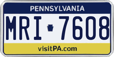 PA license plate MRI7608