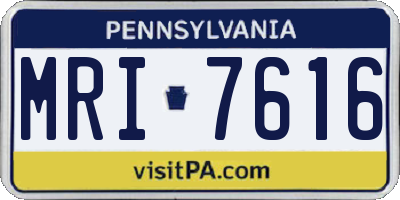 PA license plate MRI7616