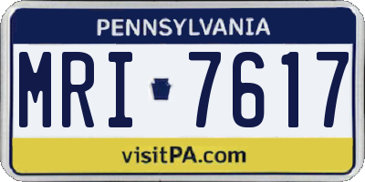 PA license plate MRI7617