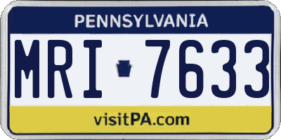 PA license plate MRI7633