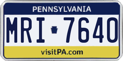 PA license plate MRI7640