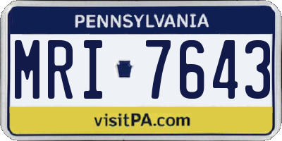 PA license plate MRI7643