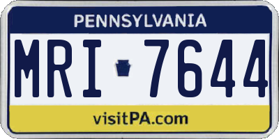 PA license plate MRI7644