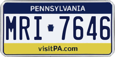 PA license plate MRI7646