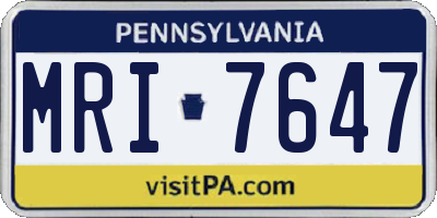 PA license plate MRI7647