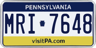 PA license plate MRI7648