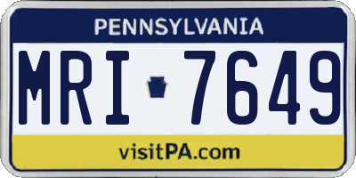 PA license plate MRI7649