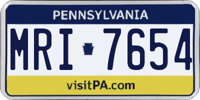 PA license plate MRI7654