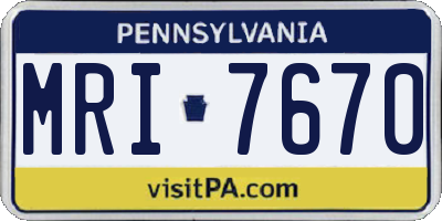 PA license plate MRI7670