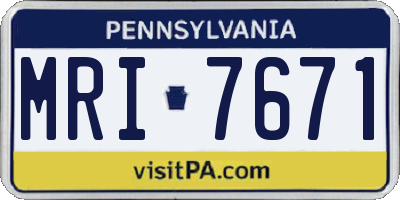 PA license plate MRI7671