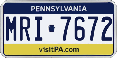 PA license plate MRI7672