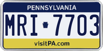 PA license plate MRI7703