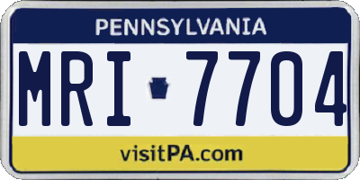 PA license plate MRI7704