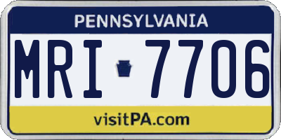 PA license plate MRI7706