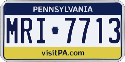 PA license plate MRI7713