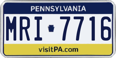 PA license plate MRI7716