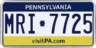 PA license plate MRI7725