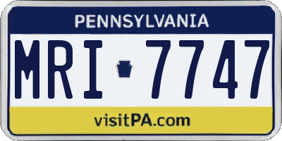 PA license plate MRI7747