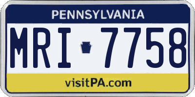 PA license plate MRI7758