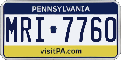 PA license plate MRI7760