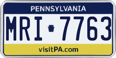 PA license plate MRI7763