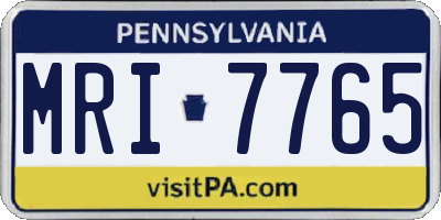 PA license plate MRI7765