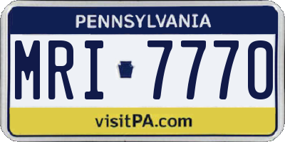 PA license plate MRI7770