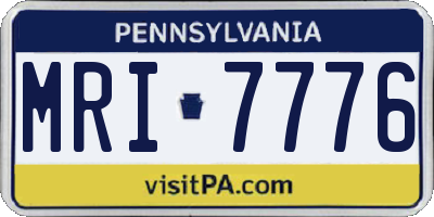 PA license plate MRI7776