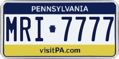 PA license plate MRI7777