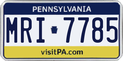 PA license plate MRI7785