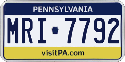 PA license plate MRI7792