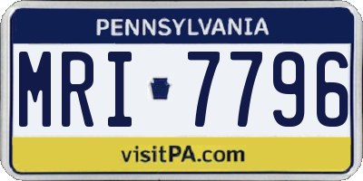 PA license plate MRI7796