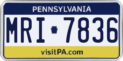 PA license plate MRI7836