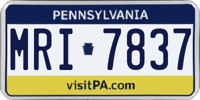 PA license plate MRI7837