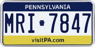 PA license plate MRI7847