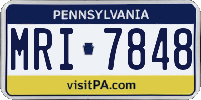 PA license plate MRI7848