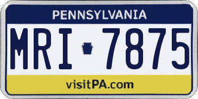 PA license plate MRI7875