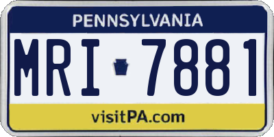PA license plate MRI7881