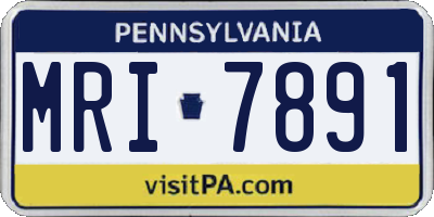 PA license plate MRI7891